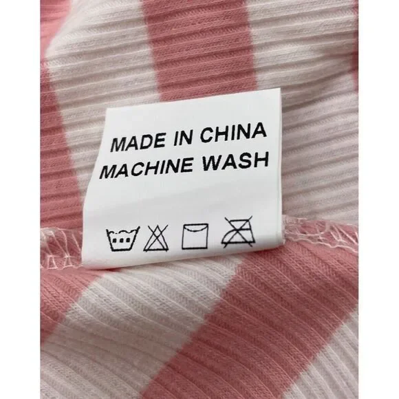 Olivaceous Wrap Midi Dress Pink and White Ribbed Summer Dress Tie Waist Womens S - Picture 8 of 8